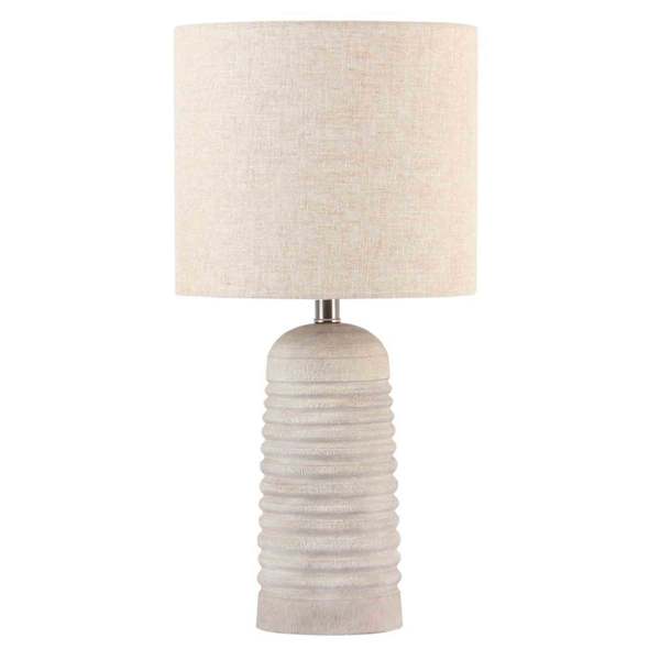 Found & Fable White Ribbed Ceramic Medium Table Lamp with Shade, 23"