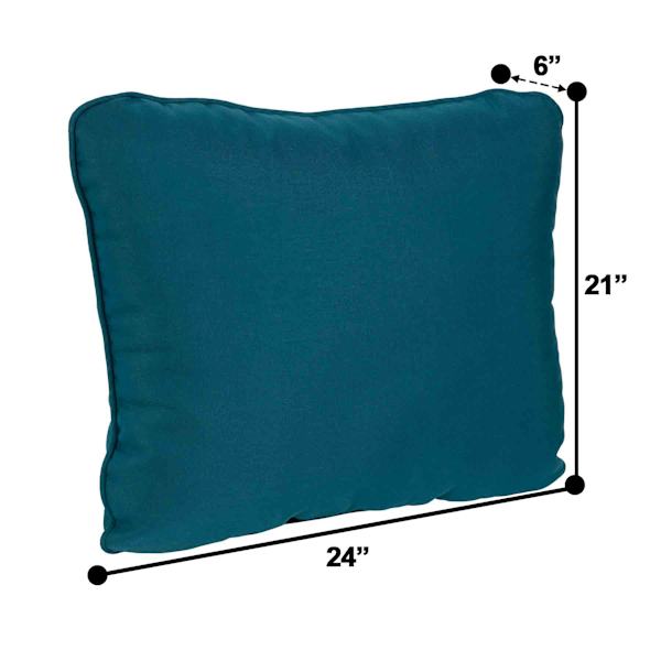 Teal Canvas Corded Outdoor Back Cushion