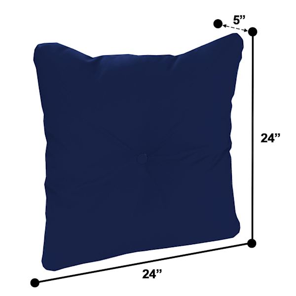Navy Blue Canvas Tufted Back Cushion