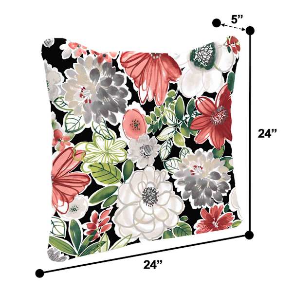 Tamani Raven Floral Outdoor Tufted Back Cushion
