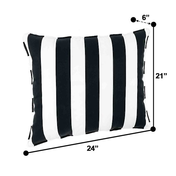Providence Black Awning Striped Outdoor Corded Back Cushion