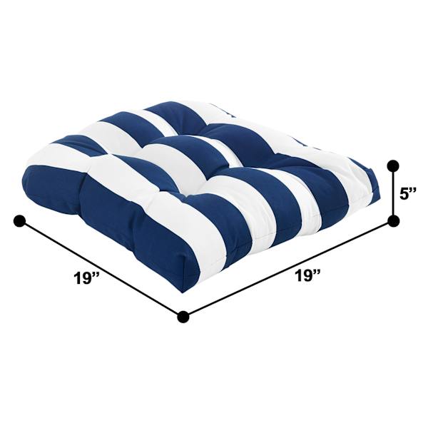 Providence Navy Blue Awning Striped Outdoor Wicker Seat Cushion