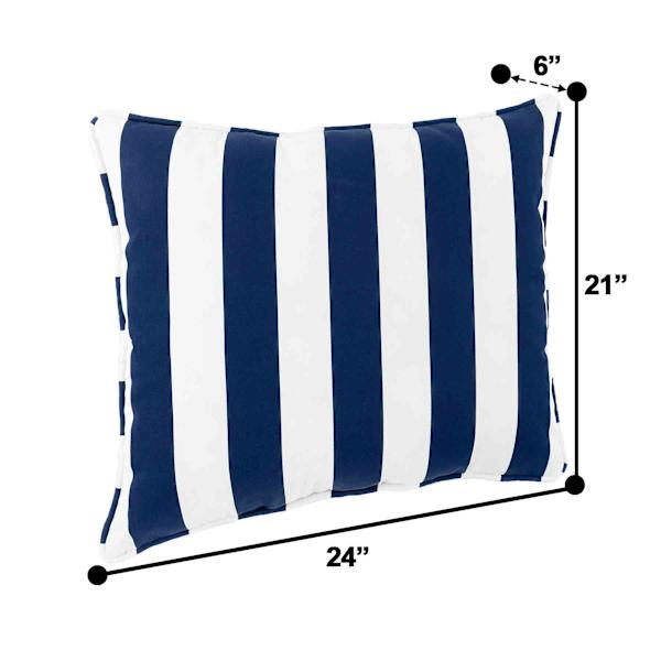 Providence Navy Blue Awning Striped Outdoor Corded Back Cushion