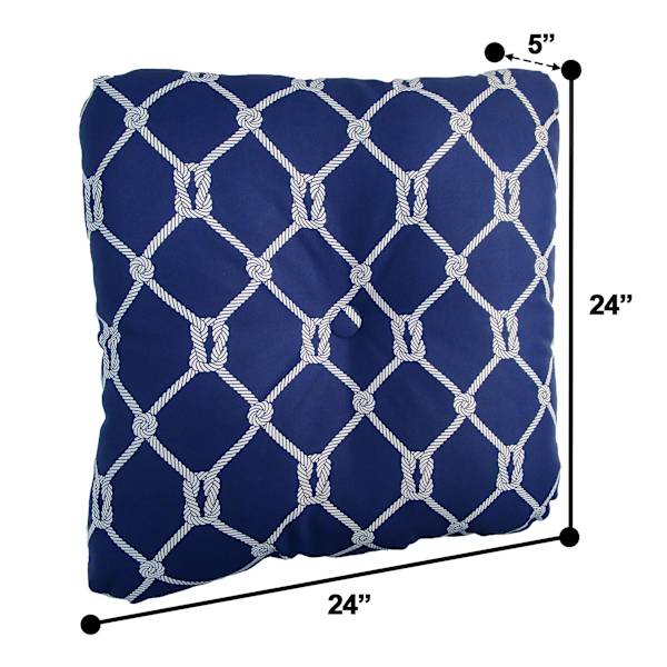 Providence Navy Blue Rope Lattice Outdoor Tufted Back Cushion