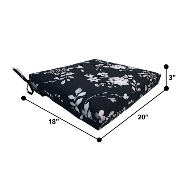 Providence Black & White Floral Outdoor Square Seat Cushion