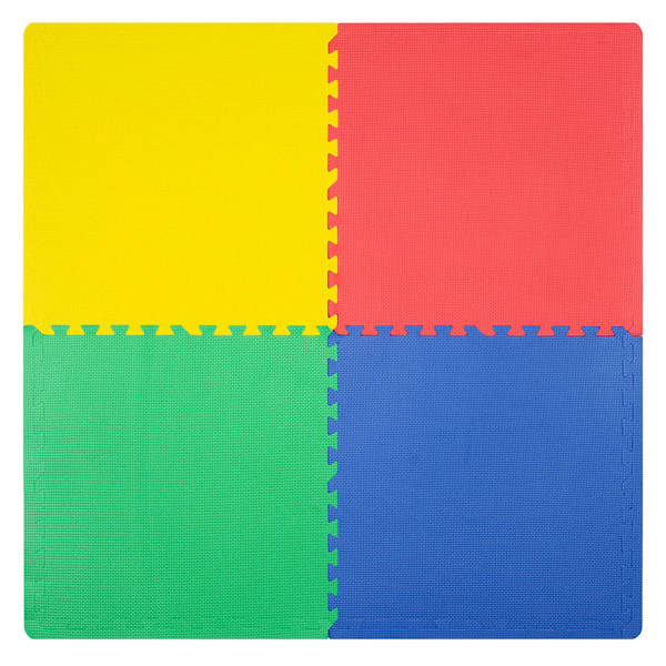 4-Pack Multicolor Rubber Play Tiles, 24"