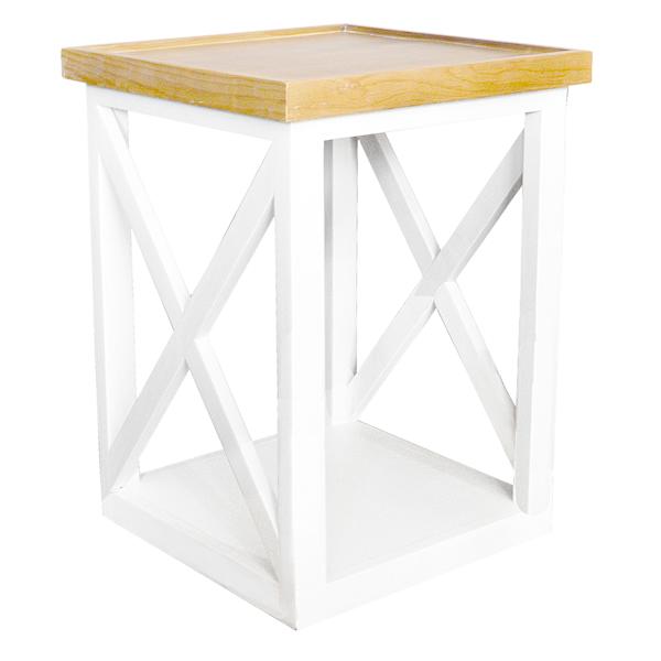 Honeybloom Anna Wood X-Side Accent Table, White