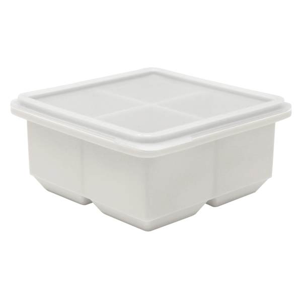 4-Section Silicone Square Ice Cube Tray, Grey