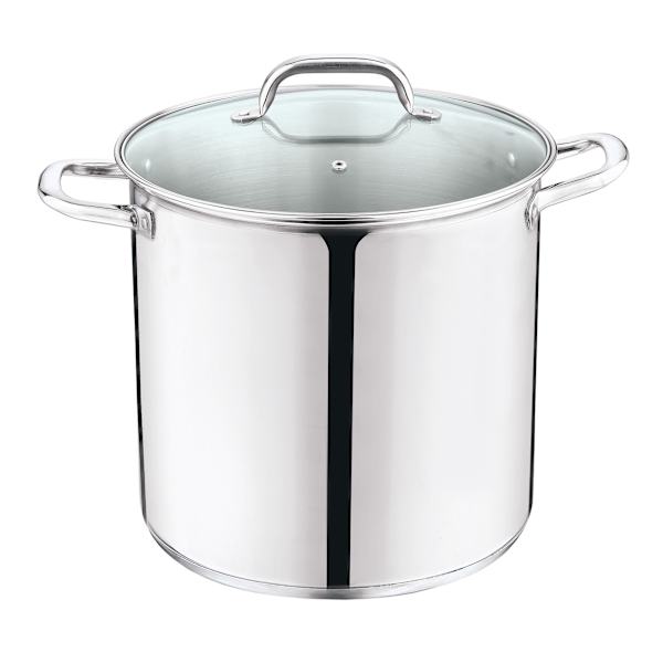 Stainless Steel Stockpot with Glass Lid, 16qt