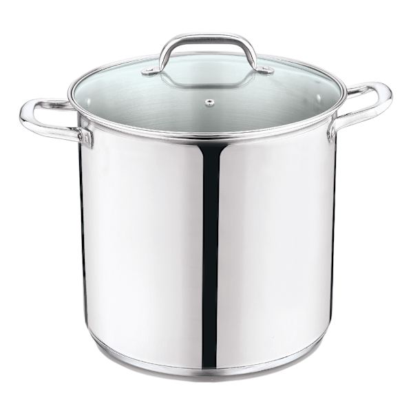 Stainless Steel Stockpot with Glass Lid, 12qt
