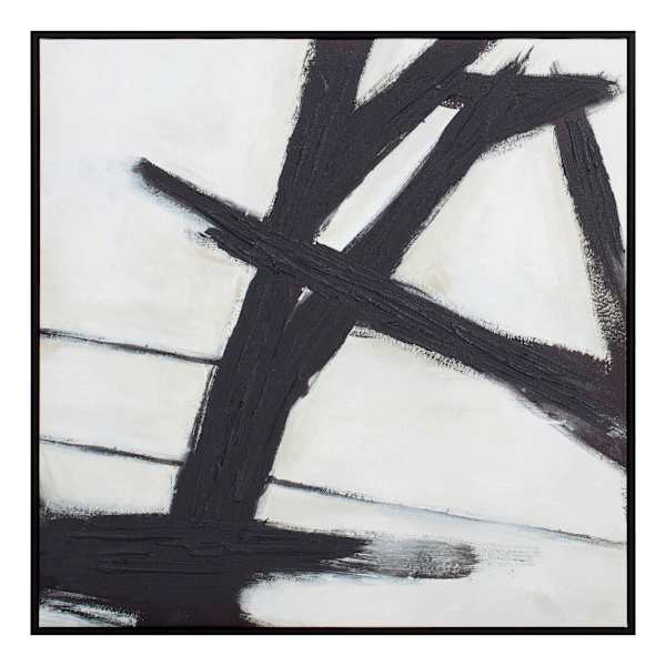 Crosby St. Glass Framed Black Abstract Canvas Wall Art, 24"