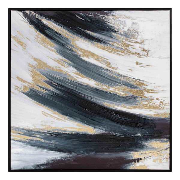 Crosby St. Framed Black & Gold Abstract Canvas Wall Art, 24"