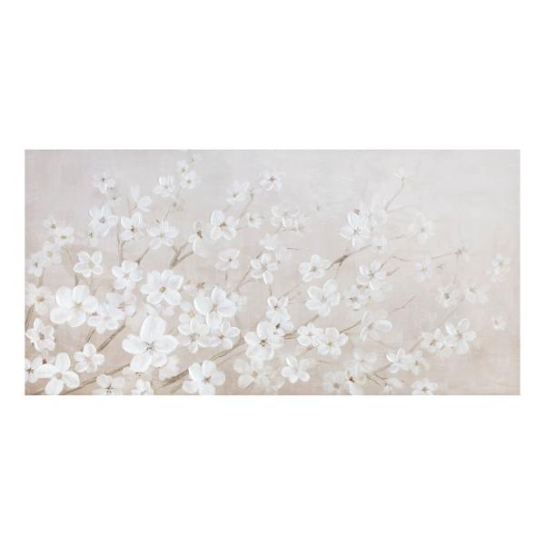 Providence Soft White Blossoms Canvas Wall Art, 48x24