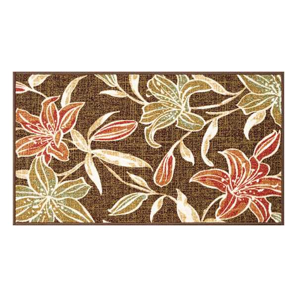 Brown Floral Washable Tufted Empress Accent Rug, 27x45