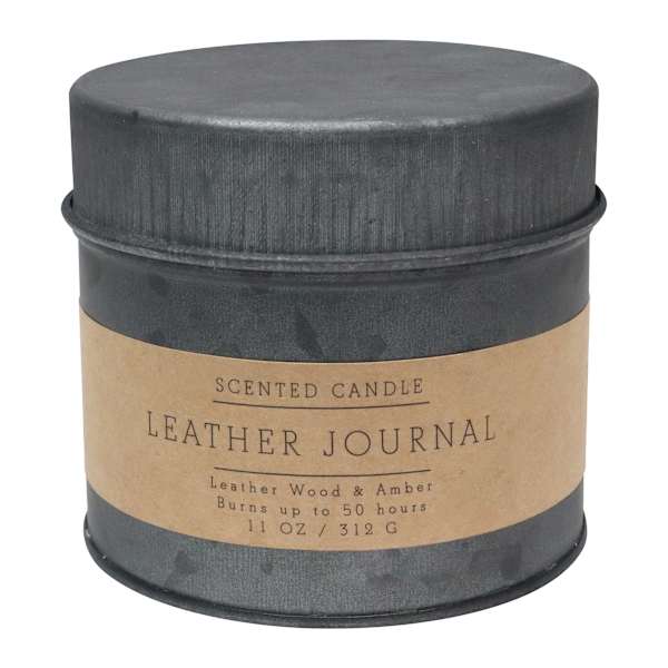 Honeybloom Leather Journal Scented Jar Candle, 11oz
