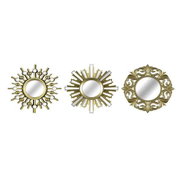 3-Piece Gold Ornate Wall Mirror Set, 10"