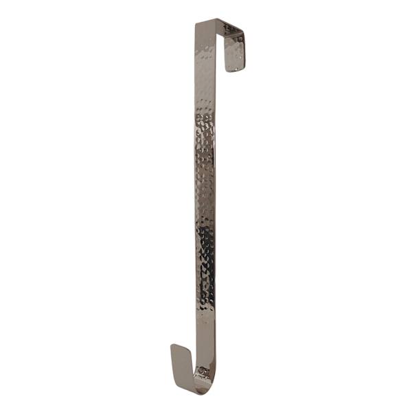 Silver Hammered Metal Over the Door Wreath Hanger, 15"