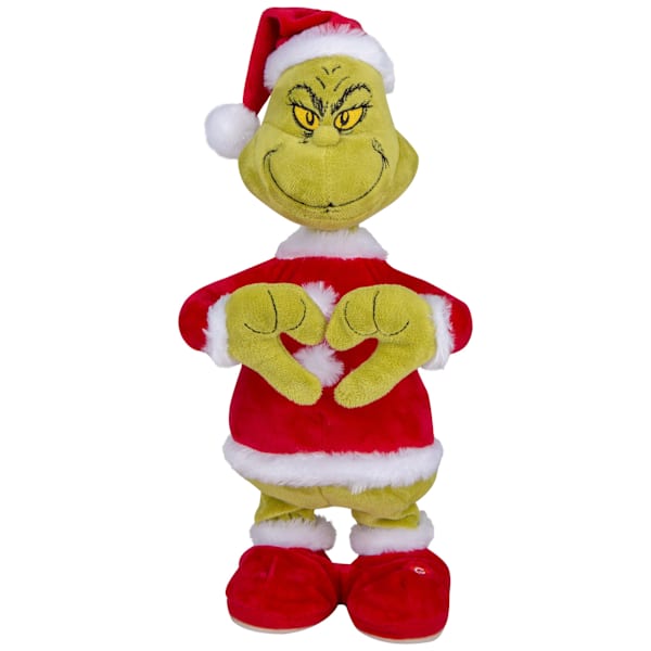 Plush Heart Hands Grinch in Santa Suit, 7"