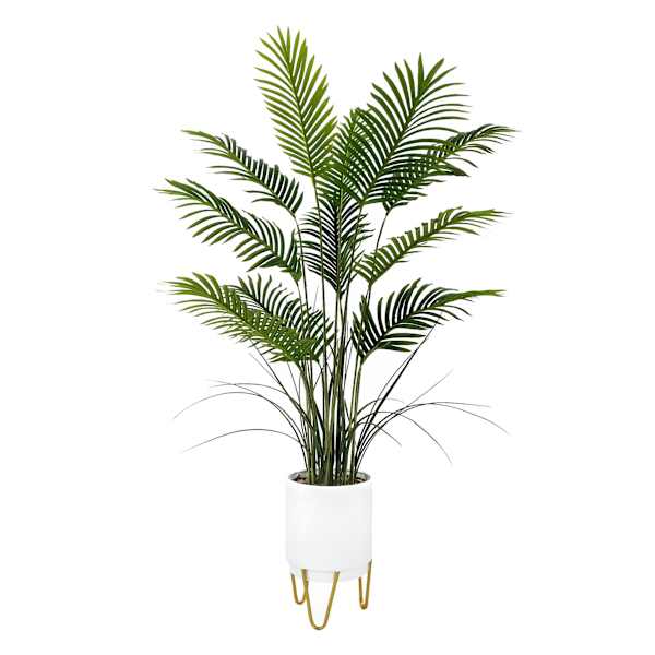 Potted Palm with White Stand, 55"