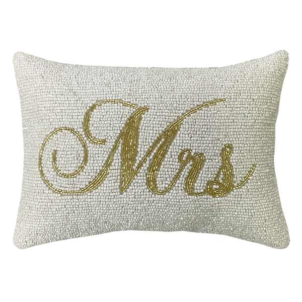 Willow Crossley Gold Beaded Mrs Throw Pillow, 9x12