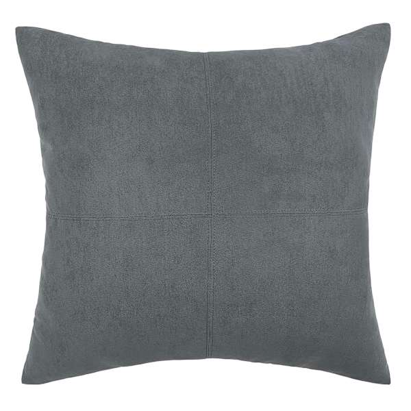Slate Grey Faux Suede Throw Pillow 24