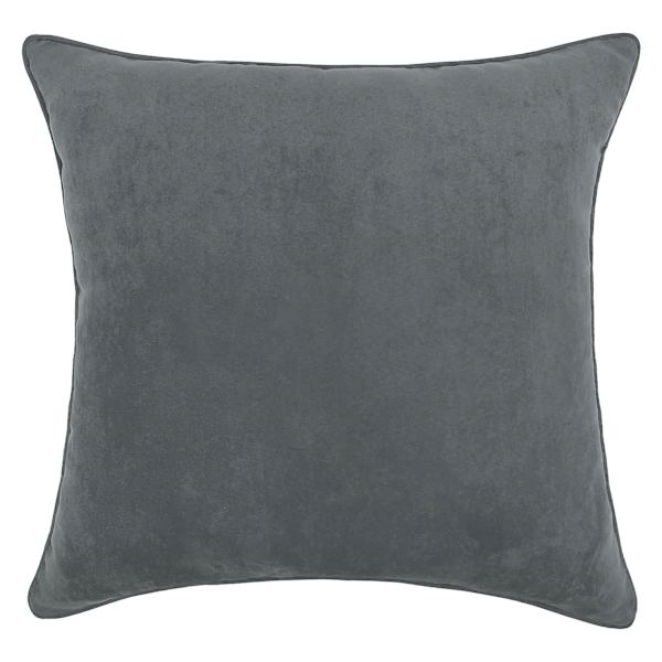 Slate Grey Faux Suede Throw Pillow, 18"