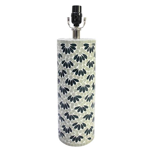 Tracey Boyd Green & Grey Mosaic Floral Design Lamp Base, 17"