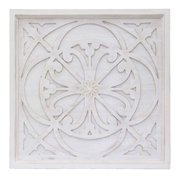 Found & Fable Embossed White Wooden Wall Decor, 34"