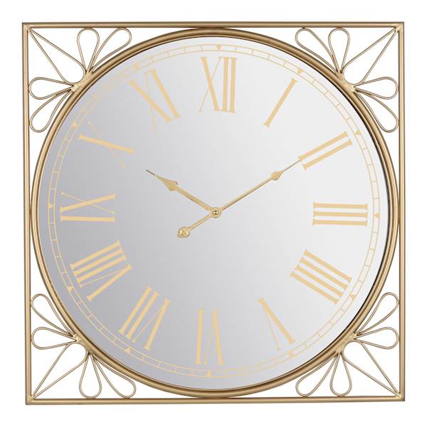 Providence Gold Mirrored Round Wall Clock, 24"