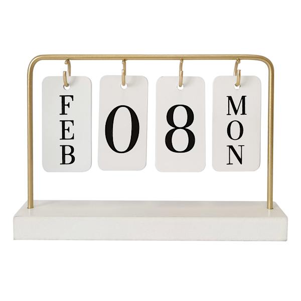 White & Gold Tabletop Calendar, 5"