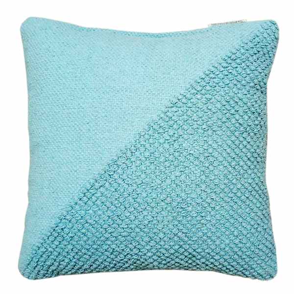 Fresh Start Blue Woven Slub Throw Pillow, 18"