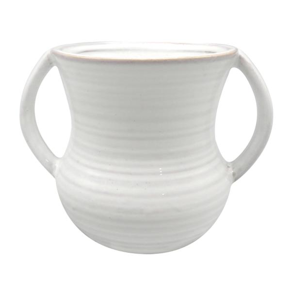Honeybloom White Ceramic Vase with Handles, 5"
