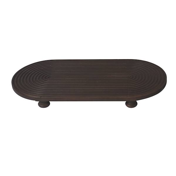 Crosby St. Brown Ribbed Wood Riser, 15x8