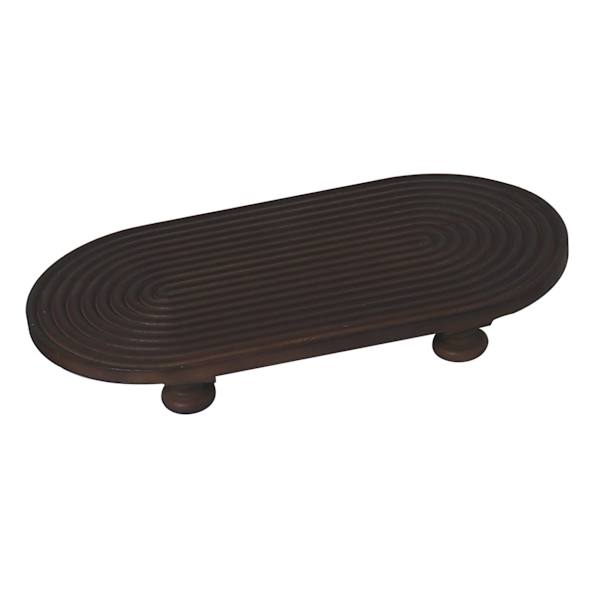 Crosby St. Brown Ribbed Wood Riser, 12x6