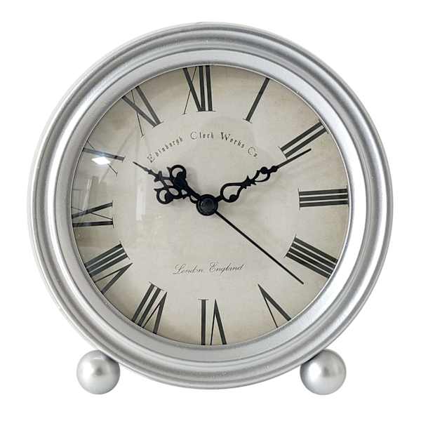 Providence Silver Metal Round Clock, 6x7