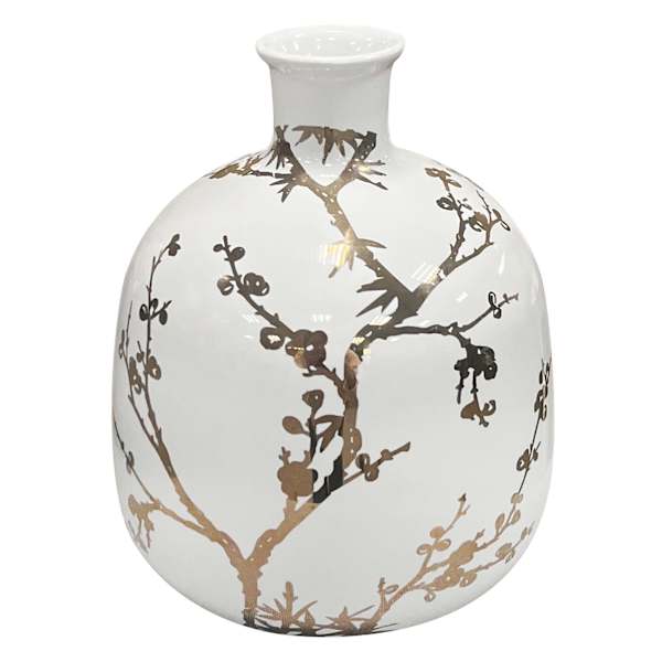 Gold Decal Ceramic Vase, 6"