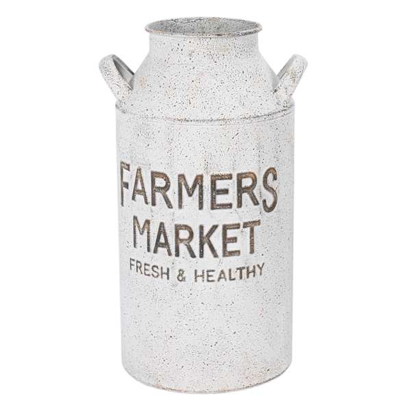 Farmhouse Metal Milk Jug Vase, 13"