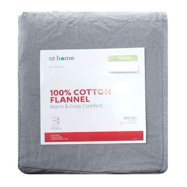 Solid Grey Flannel Sheet Set, Twin