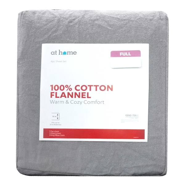 Solid Grey Flannel Sheet Set, Full