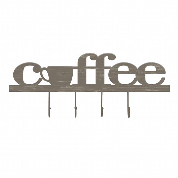 Coffee Wall Sign with Hooks, 8X20