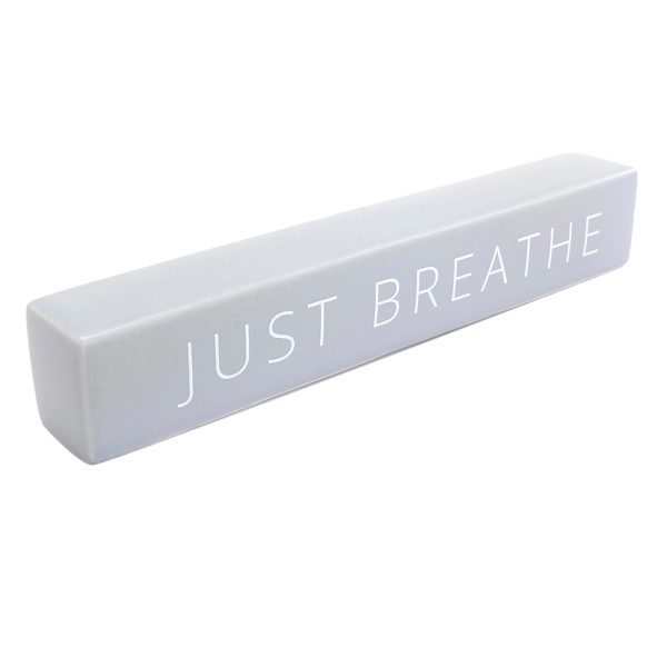 Just Breathe Grey Ceramic Block, 12"