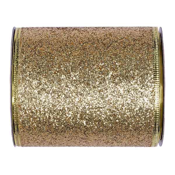 4" Gold Glittered Ribbon, 5yd