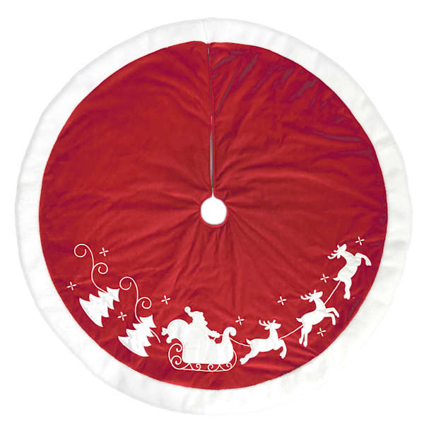 Red Santa's Sleigh Embroidered Tree Skirt, 48"