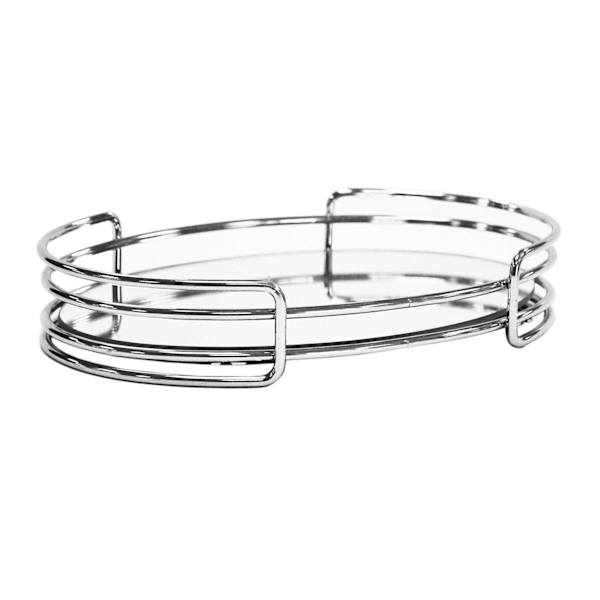 Marcelo Mirrored Round Vanity Tray, Chrome