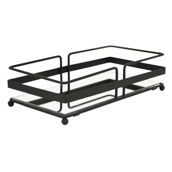Sotto Matte Black Mirrored Rectangular Mirrored Vanity Tray