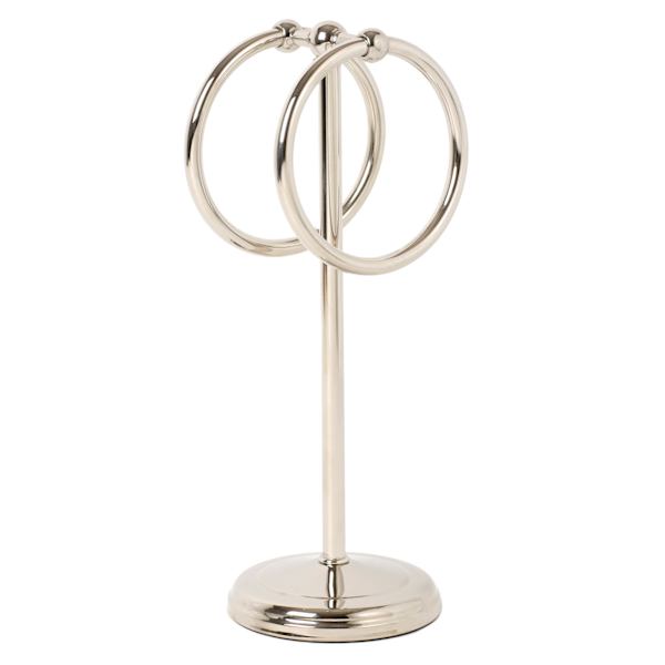 Spheres Satin Nickel 2-Ring Fingertip Towel Stand, 11.5"