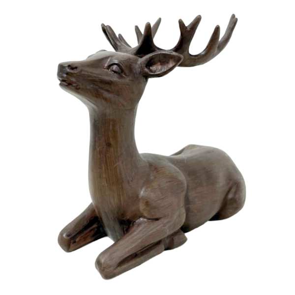 Homespun Holiday Brown Laying Deer Figurine, 7"