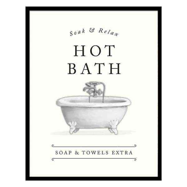 Framed Hot Bath Wall Art, 12x15