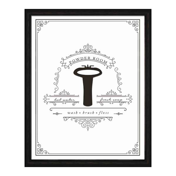 Framed Powder Room Wall Art, 11x14