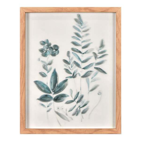 Glass Framed Leaves Print Wall Art, 11x14